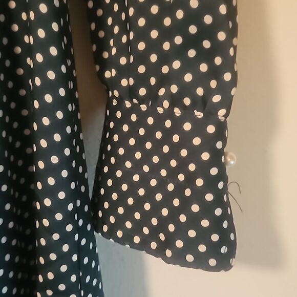 Jane Xuan Vintage dress dark green with white polka dots and beads buttons - Picture 4 of 9